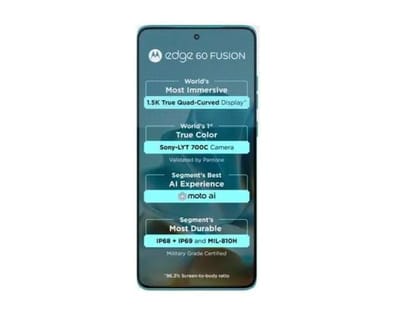 Motorola Edge 60 Fusion 5G Smartphone (8GB + 256GB Storage) with 6.67" 120Hz pOLED Display, 50MP OIS Camera - Pantone Amazonite
