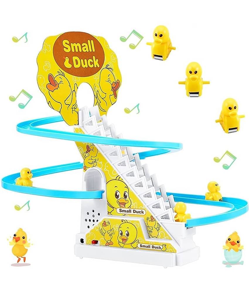 Rainbow Riders Duckling Escalator Toy Set, Playful Roller Coaster with Lights & Music for Toddlers (3+ Years), Battery Operated Multicolor Duck Slide (Pack of 1), 3 Duck.