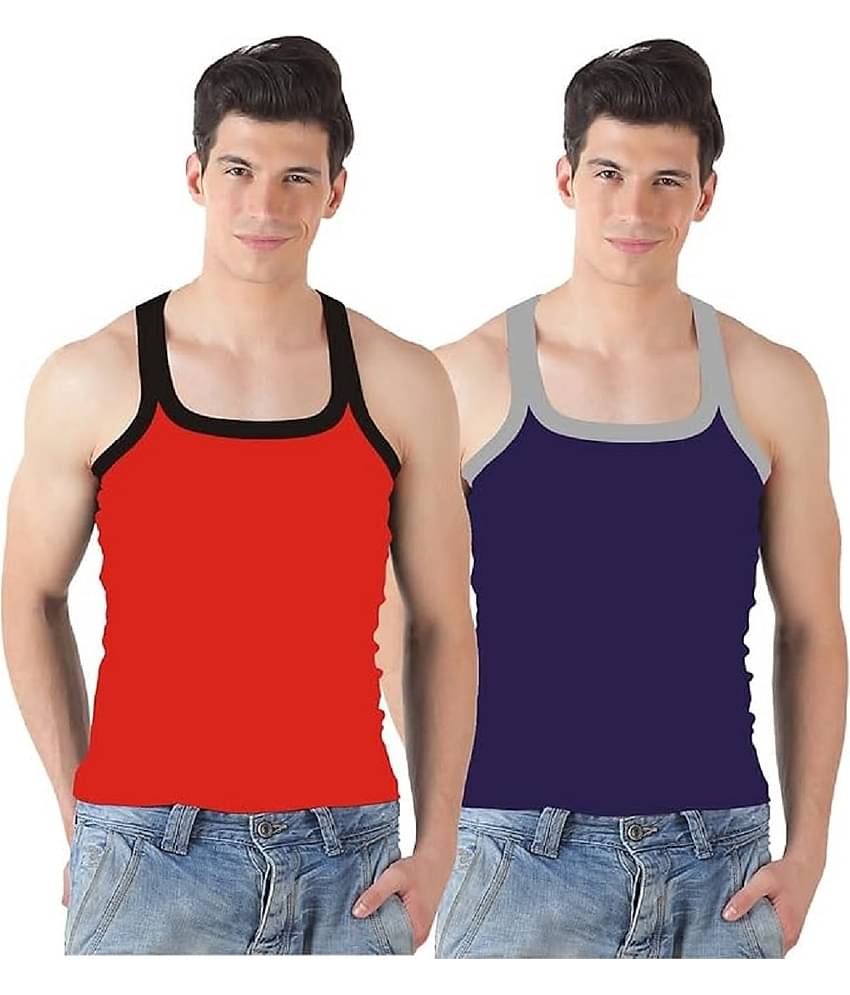INNERO Pack of 2 Cotton Basic Vest For Men ( Multicolor )