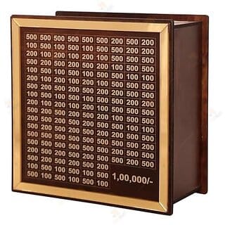 Jobber Wooden Piggy Bank for Kids Adults | Hexagon Shape Money Saving Box | 50000 Goal Tracker Smart Savings Challenge| Best Wooden Gift for Home Office & Birthday (Square)