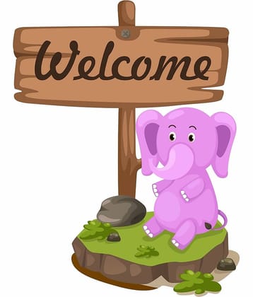 Asmi Collection Welcome Home Cute Baby Elephant Wall Sticker ( 40 x 30 cms )