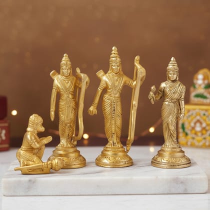 Brass Ram Darbar God Idol | Antique Finish Ram Parivar Murti, Height : 5.5 Inch (BSMAS1098 A)