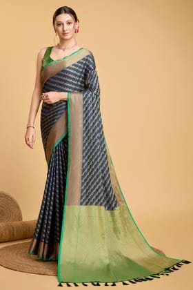 Blue Woven Silk Saree