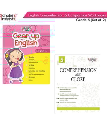 Scholars Insights Combo Set of Comprehension & Composition English Grammar  Workbooks Grade 4| Set of 2