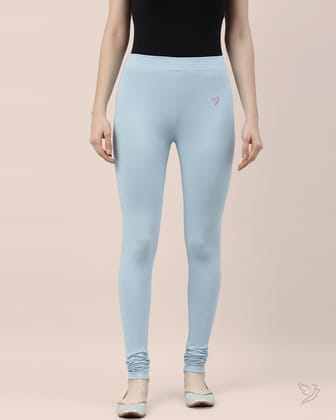 Cotton Churidar Legging - Mid Blue-S / Mid Blue