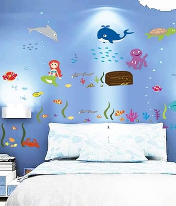 Asmi Collection Pvc Wall Stickers Octopus Fish In Sea For Kids Room
