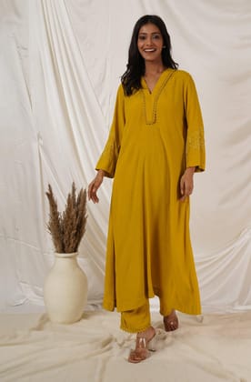 Mustard Yellow Kurta Set Of 2-XL