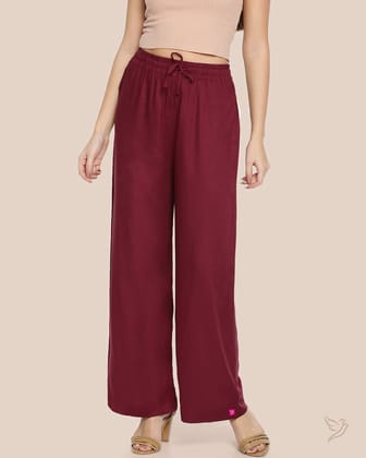 Solid Wide Leg Palazzo - Grape Vine-S / Grape Vine
