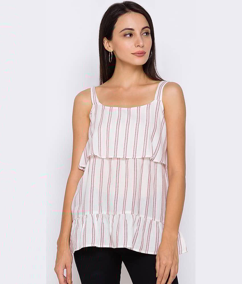 Globus - White Viscose Women's Tiered Top ( Pack of 1 )