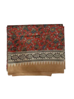 Red White Floral Cotton Saree Set