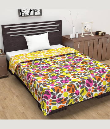 DIVINE CASA Single Polyester Pink Floral Dohar