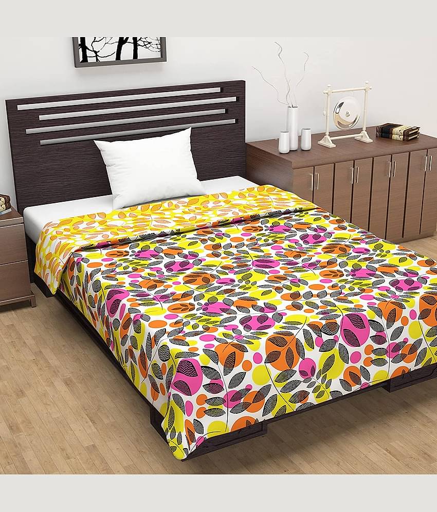 DIVINE CASA Single Polyester Pink Floral Dohar