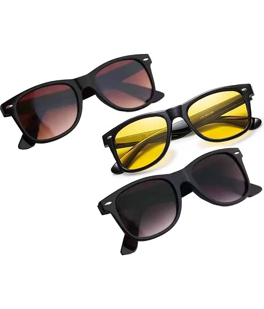 Elligator Multicolor Rectangular Sunglasses ( Pack of 3 )