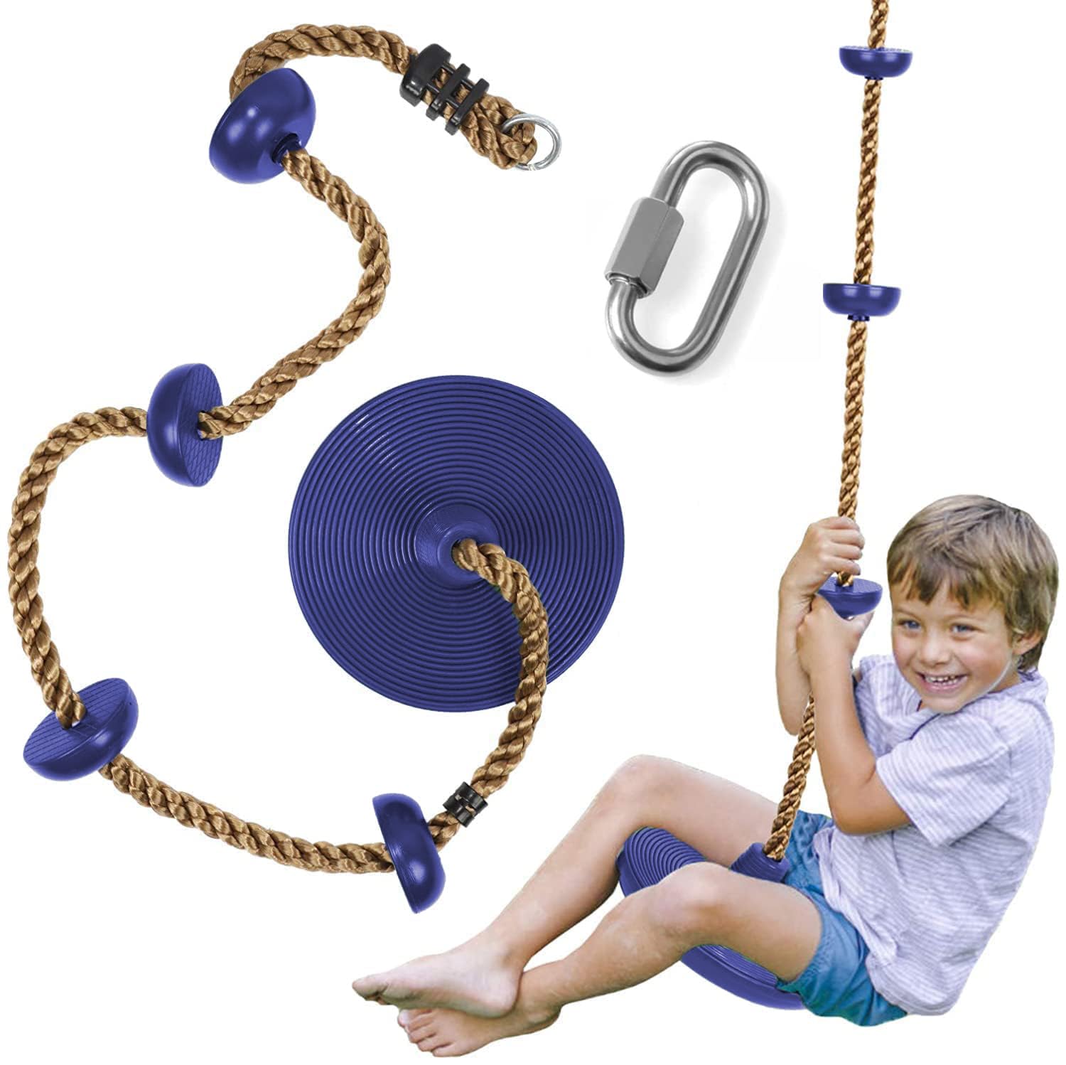 REZNOR AdventureZone Disc Tree Swing Seat with Climbing Knot: Outdoor Fun and Active Play for Kids