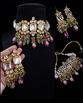 ZEVAR I Kundan Studded Choker Necklace Set