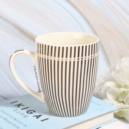 Sip In Stripes Mugs - Set Of 4-Brown Vertical Stripe - SET OF 4