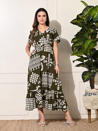 Olive Sienna Maxi Dress-S / Olive