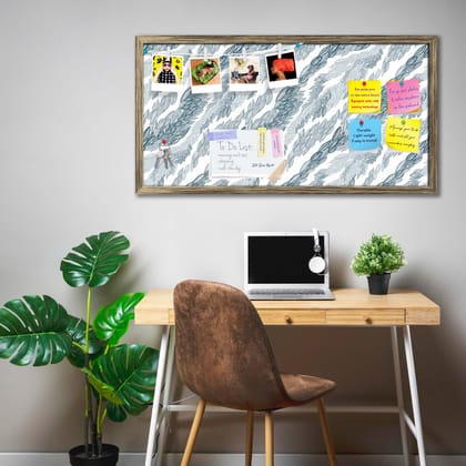 Flying Leaves D1 Bulletin Board Notice Pin Board Soft Board | Framed-Antique Gold Frame / 24 x 12 inch (61 x 30 cms)