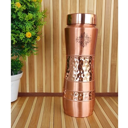 Pure Copper Half Hammered And Half Lacquer Coated Bottle-750ml