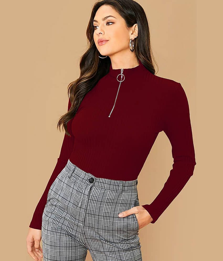 Dream Beauty Fashion Women's Polyester Regular Top ( Maroon )
