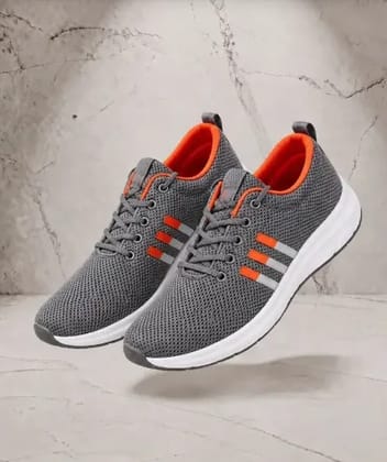Dark Grey And Orange Unisex Knitted Eva Footwear