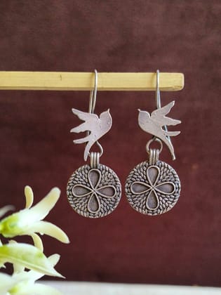 Silver Look Alike Sparrow Hook Earrings  | Sarichka Fashion