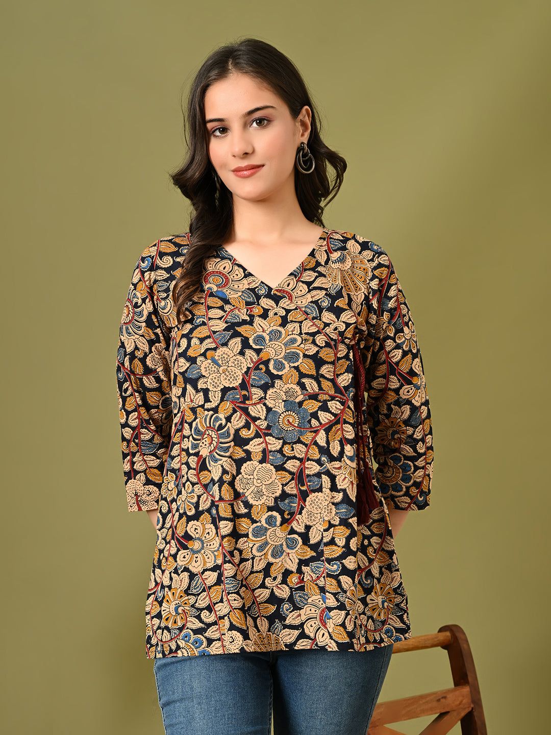 Kinjal Kalamkari Tunic-XS / Black
