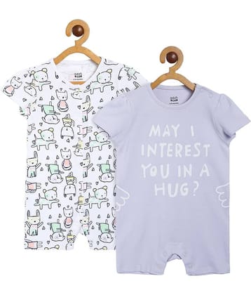 MINI KLUB - Multi Color Cotton Rompers For Baby Girl ( Pack of 2 )