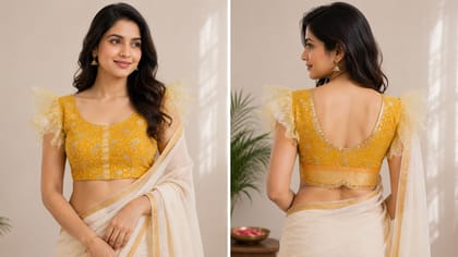 Women's Frill Blouse | Handmade Designer Saree Blouse | Stylish Ethnic Blouse for Festive, Party & Wedding Wear