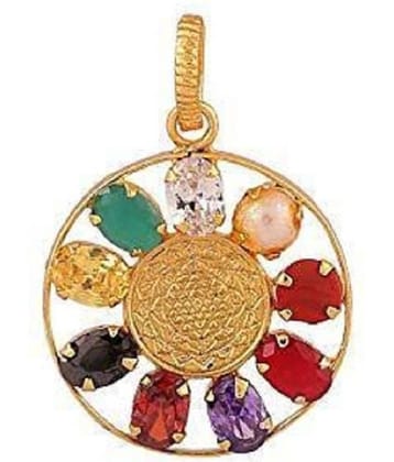 PAYSTORE SHREE YANTRA NAVRATNA PENDANT Strong Pendant Energized Navratna for balancing 9 planet