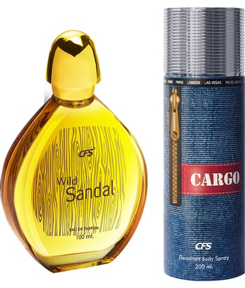 CFS Wild Sandal EDP Long Lasting Perfume & Cargo Blue Deodorant Body Spray