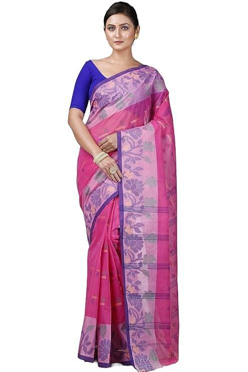 Women Pure Cotton Traditional Bengali Urva Tant Saree