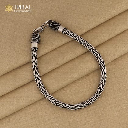 8"/ 8.5" 5mm 925 sterling silver wheat design chain customized design handmade silver bracelet unisex indian tribal jewelry sbr756-8" inches