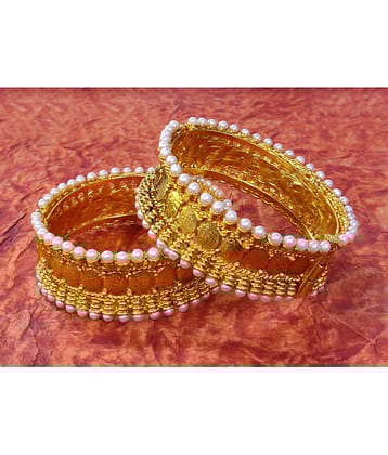 YouBella Fashion Jewellery Traditional Gold Plated Original Gold Look Wedding Bracelet Bangle Set for Girls and Women (2.4)