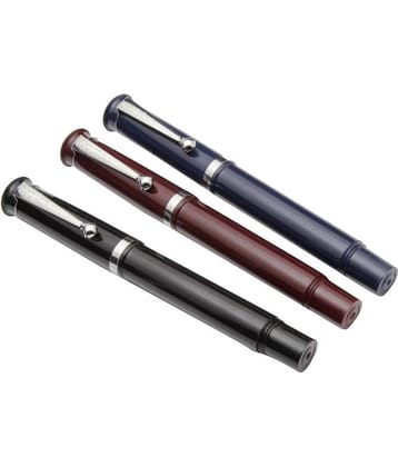 Srpc Set Of 3 - Vsign Cute Pocket Size Fountain Pens Eyedropper System Chrome Trims New