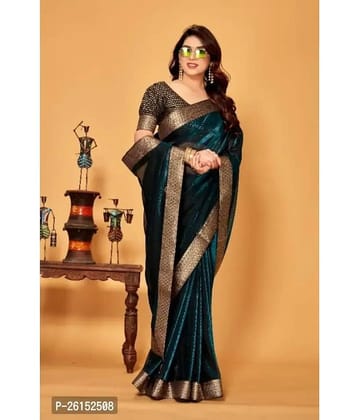 Gullak Lycra Printed Saree With Unstitched Blouse Piece ( Green )