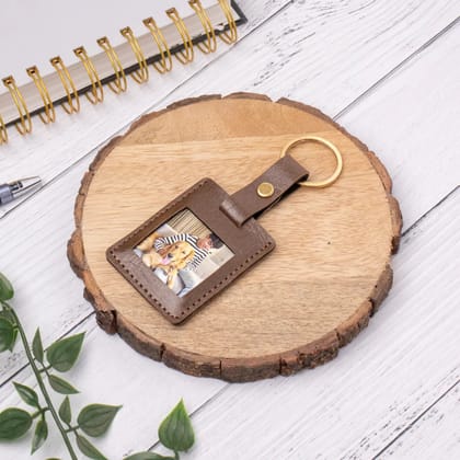 PERSONALISED PHOTO KEYCHAIN - SQUARE - BROWN-Brown