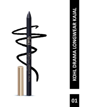 Glam21 Kohl Drama Long Wear Kajal + Sharpener | Velvety Textute Black, 2 G