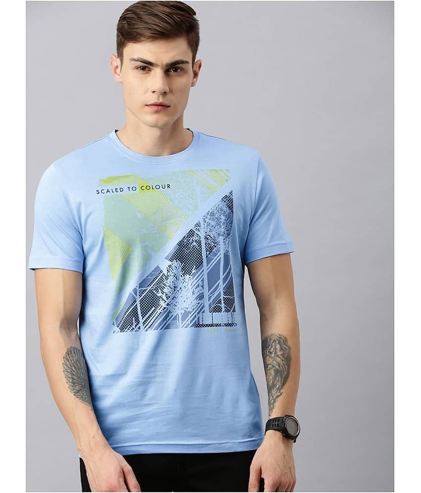 Huetrap Pack of 1 Cotton Regular Fit Men's T-Shirt ( Blue )