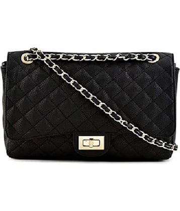 Lychee Bags Sling Bag PU Set of 1 ( Black )