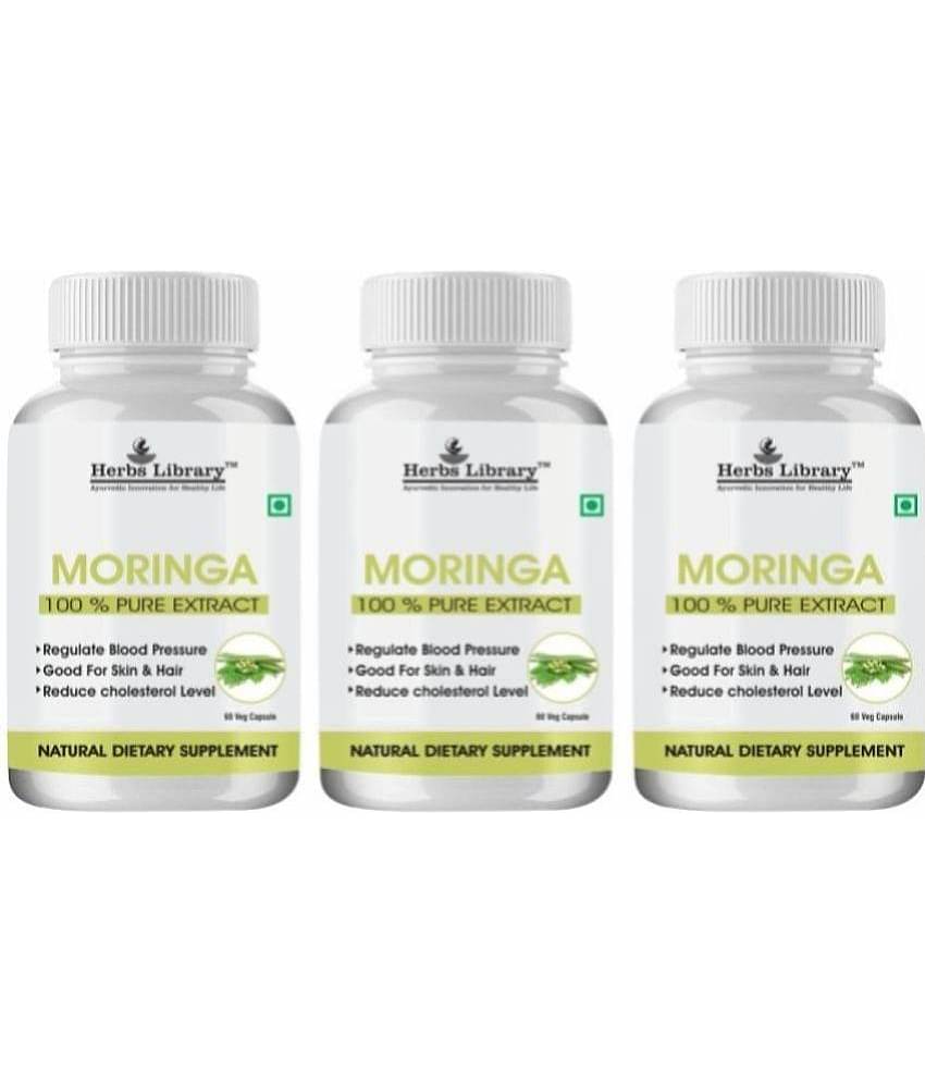 Herbs Library Moringa Extract helps in maintaing Metabolism & Digestion 60 Capsules Each (Pack of 3)