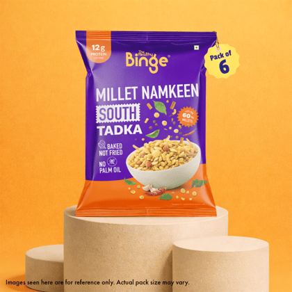 Millet Namkeen South Tadka | Pack of 6 | net wt. 180g Millet Namkeen South Tadka | Pack of 6 | net wt. 180g