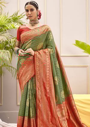 Divine Green Woven Banarasi Silk Saree
