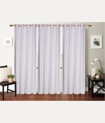 N2C Home Solid Semi-Transparent Eyelet Curtain 7 ft ( Pack of 3 ) - White