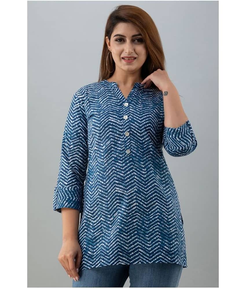 SVARCHI Women's Cotton Blend Tunic ( Blue )