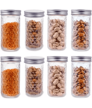 CROCO JAR - Silver Glass Food Container ( Pack of 8 )