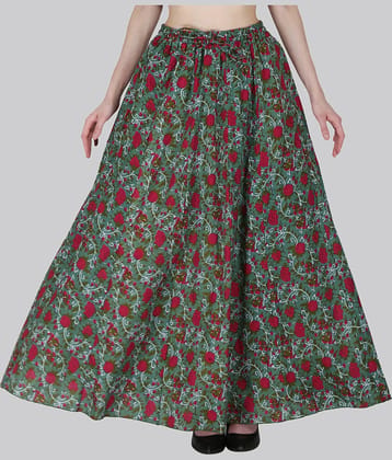 Sttoffa Green Cotton Women's Flared Skirt ( Pack of 1 )