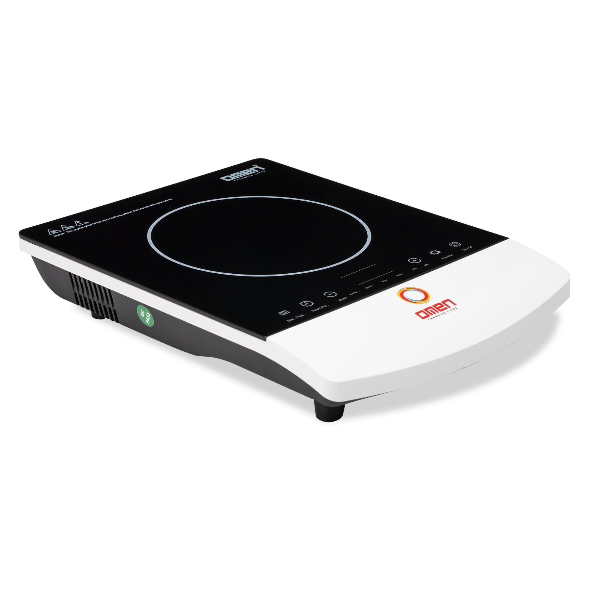 Omen Changing Lives 2000W Induction Cooktop | Touch Control with LED Display | Auto Shut-Off & Safety Lock | Adjustable Temperature Settings | Energy-Efficient Fast Cooking | 1-Year Warranty White / One Size