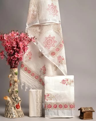 Linen Cotton Suits  Bagru Hand Block Printed Linen Suits With Zari BorderSize:-Top & Dupatta:- Linen Cotton  (2.50+2.50) mtrsBottom :-Cotton 2.50 mtrs..