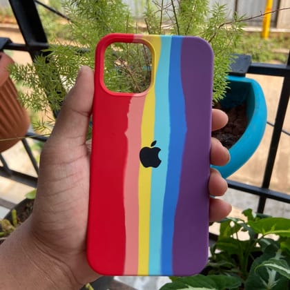 Premium Original Silicone Case with Camera Frame for iPhone 12 Series-iPhone 12 Pro Max / Rainbow